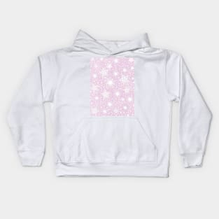 Sparkle Snowflake Pattern Design in Pastel Pink Background Kids Hoodie